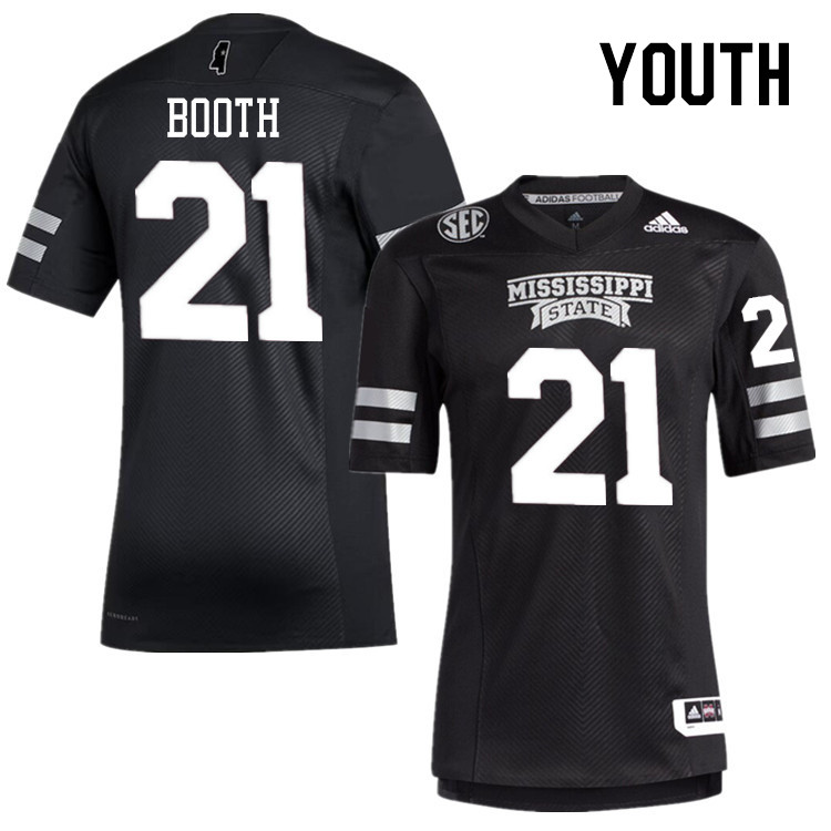 Youth #21 Davon Booth Mississippi State Bulldogs College Football Jerseys Stitched-Black